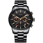 Resim Dış Ticaret Lıge Erkek Spor Kuvars Saat Su Geçirmez Çelik Kemer Çift Gözlü Çok Fonksiyonlu Saat İş Saati Kemer Altın Siyah Titanyum 