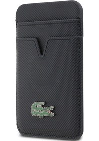 Resim Lacoste Orjinal Lisanslı 2 Hazneli Pu Pike Desenli İkonik Timsah Logolu Magnetik Kartlık Lacivert 