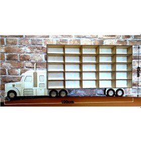 Resim Belinayçocukdünyası Ahşap Tır Model Oyuncak Araba Rafı 50-Siyah Ahşap 