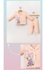 Resim Sparrow Laurel Kız Bebek Daisy Duck Baskılı Önden Düğmeli Pijama Takımı ,alt Üst Gecelik Takımı (6-18 Ay) 