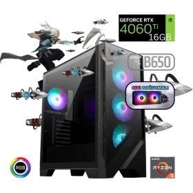 Resim Güneysu Ryzen 5 7600X 16GB Ddr5 1tb SSD Rtx 4060TI 16G b650 240mm sıvı soğutma Oyun Bilgisayarı 