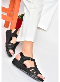 Resim Fox Shoes P555030303 Siyah Hakiki Deri Günlük Kadın Sandalet Siyah-hakiki Deri Siyah 