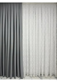 Resim Keten Fon Perde Açık Gri Fon 1/3 Sık Pile Açık Gri 