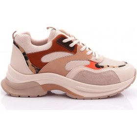 Resim Dgn 30162 Kadın Bağcikli Spor Ayakkabi Bej Taba Leopar 