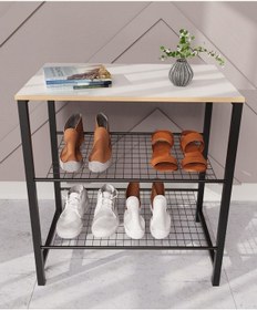 Resim Dar Metal Ayakkabılık Vestiyer 3 Katlı Ayakkabılık Beyaz 1363 Beyaz 