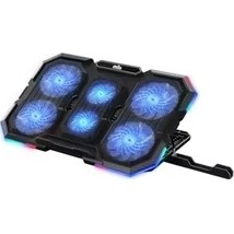 Resim NY Home Mila Serisi M6 R-Type 15-17 Inch Uyumlu 2200 Rpm, Rgb Işıklı, 6 Fan, Telefon Stand, 2 USB Notebook Soğutucu Stand 