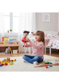 Resim Kız Çocuklar İçin Kırmızı Elbiseli Tığ İşi Amigurumi Oyuncak Kırmızı 