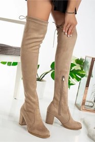 Resim emela kids shoes Siyah Topuklu Streç Çorap Diz Üstü Kadın Çizme 