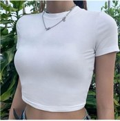 Resim Violon Düz Beyaz Renk Unisex Crop 