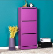 Resim Flat Duo 3 Katlı Ayakkabılık Dolabı - Mor 