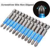Resim 6 adet Manyetik Kaymaz Matkap Ucu, PH1 PZ1 PH2 PZ2 PH3 PZ3, Dişli Çapraz Başlıklı 50mm Uzunluklu, Elektrikli Tornavida Matkabı için 1/4 "Hex Shank Tek Başlı Matkap Uçları 