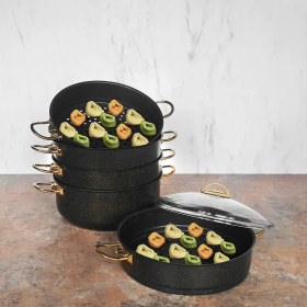 Resim Leydi Granit Mantı Tenceresi Seti Buharlı Pişirici 30 cm 