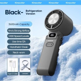 Resim Kinscoter Açık Katlanabilir Taşınabilir El Fan Mini Soğutma Şarj Edilebilir Black Ice Siyah 