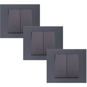 Resim Ovivo Grano Komütatör Vavien İkili Anahtar Çerçeveli Füme 3 Adet Sıva Altı Grano 