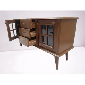 Resim Bengi Tv Sehpa Windovs Model Pencere Ahşap Gürgen Retro Ayak Ceviz Renk 125CM El Yapım 