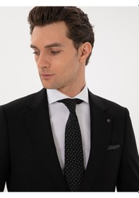 Resim Cacharel Siyah Slim Fit Çizgili Yün Takım Elbise 