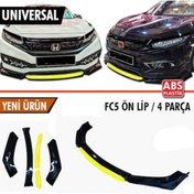 Resim ŞüsCarOto Üniversal Esnek 4 Parça Sarı Dilli Lip Piano Black Flaplı Kanatlı Abs Plastik 