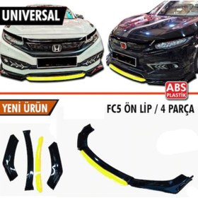 Resim ŞüsCarOto Üniversal Esnek 4 Parça Sarı Dilli Lip Piano Black Flaplı Kanatlı Abs Plastik 
