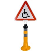 Resim İleri Trafik Engelli Park Yeri Üçgen Uyarı Levhalı Delinatör Seti Sarı 