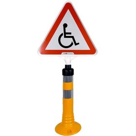 Resim İleri Trafik Engelli Park Yeri Üçgen Uyarı Levhalı Delinatör Seti Sarı 