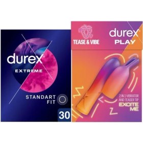 Resim Durex 2'si 1 Arada Vibrator ve Uyarıcı Başlık + Durex Extreme Prezervatif 30LU 