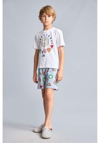 Resim Defacto Nba Lisanslı Regular Fıt 2li Pijama Takımı Erkek Çocuk H3541a826smwt34 Beyaz-wt34 