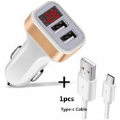 Resim Geumxl Araç Şarj Cihazı 2.1a Çift Usb+c Hızlı Şarj Adaptörü Dijital Ekranlı Samsung Uyumlu Audistribütör Garantili 