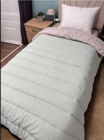 Resim Clasy %100 Pamuk Ranforce Tek Kişilik Çift Taraflı Yorgan Bej-çağla Yeşili 