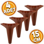 Resim Aspen Lüks Mobilya Kanepe Sehpa Tv Ünitesi Koltuk Ayağı 15 Cm Kahverengi Ahşap Desenli Baza Ayak 4 Adet 