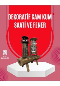 Resim Ahşap Gövdeli Deniz Feneri Formlu Kum Saati 15x20 Cm Masa Dekoru 