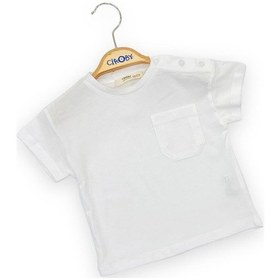 Resim Çikoby Erkek Bebek Yakası Çıt Çıtlı Pamuklu Cep Detaylı Basic Tshirt-11669-ekru Ekru 