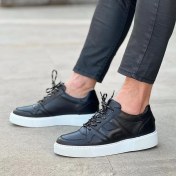 Resim Sail Lakers - Siyah Deri Bağcıklı Erkek Sneaker 
