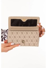 Resim Tuldar Kadın Deri Desenli Telefon Kağıt Para Bölmeli Kartlık Ve Cüzdan Tul552 Bej 