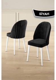 Resim Canisa Kaye Serisi Mdf 90x168 Beyaz Mutfak Masası Takımı 6 Siyah Sandalye Beyaz Masa Sandalye Siyah 