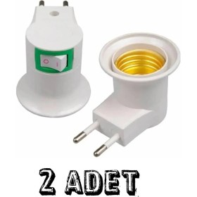 Resim 2 Adet Aç - Kapa Anahtarlı E27 Duylu Fiş, E27 Ampul ve Gece Lambası Takılabilir Anahtarlı Fişli Duy 