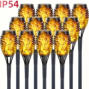 Resim 1 Set Güneş Enerjili Meşale Alev Lamba, Açık Bahçe Çim Peyzaj Dekorasyonu, Güneş Enerjili, PP Malzeme, Otomatik Açma/Kapama, Çeşitli Setler 