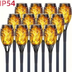 Resim 1 Set Güneş Enerjili Meşale Alev Lamba, Açık Bahçe Çim Peyzaj Dekorasyonu, Güneş Enerjili, PP Malzeme, Otomatik Açma/Kapama, Çeşitli Setler 