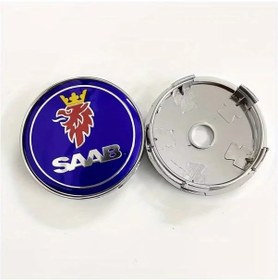 Resim Chuangyinshop 4 Adet 60mm Saab Logo Siyah Mavi Tasarım Jant Kapakları Sağlam Toz Geçirmez 