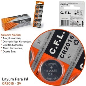 Resim CFL Para Pil 3v Lityum 1'li Düğme Pil C.f.l. Cr2016 