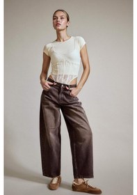 Resim Defacto Wide Leg Geniş Bol Paça Bilek Boy Jean Pantolon G2909ax25aubn336 Kahve 
