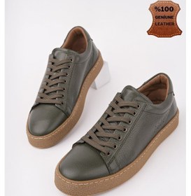 Resim Muggo Craw Kalın Taban Bağcıklı Hakiki Deri Erkek Günlük Casual Sneaker Haki 
