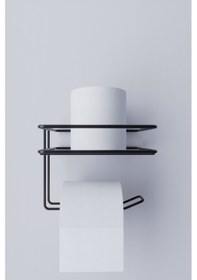 Resim Süper Yapışkanlı Tuvalet Kağıtlığı Tutacağı Askısı Mat Metal Tuvalet Kağıtlık Banyo Aksesuar Siyah 
