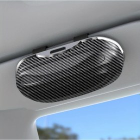 Resim Boatshop1 Karbon Fiber Desen Lcars Araba Güneşlik Düzenleyici Ayna Tutucu Abs Reçine Gözlük Telefon Aksesuar Depolama Kutusu Çoğu Araç İçin Uygun 