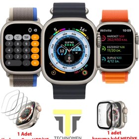 Resim TECHNOMEN Akıllı Saat Y60 Ultra Plus 7 Kordon Kasa Koruma Kırılmaz Cam Hediyeli Smart Watch 