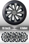 Resim FRWY Renault Clio Symbol Megane 16" inç Uyumlu 4 Adet 1 Takım Gri Siyah Jant Kapağı 