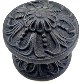 Resim Freedom Storee Antika Tarz Dekoratif Pirinç Çiçekli Kapı Tokmağı - 80 mm Çap, Oksit 