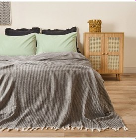 Resim Soft Punto Çift Kişilik Yatak Örtüsü - Siyah - 200x230 Cm Çok Renkli 