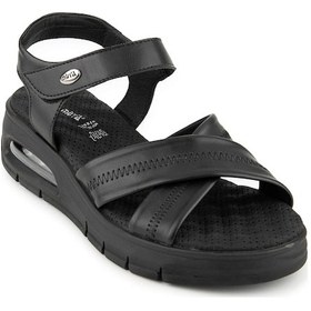 Resim Muya Plivati Airmax Topuk Dik. Memory Foam Kadın Sandalet Siyah Siyah 