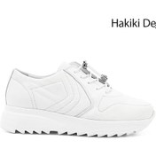 Resim Gönderi R Beyaz Antik Bağcıklı Dolgu Taban Hakiki Deri Sneaker Beyaz 