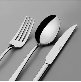 Resim Nehir Sultan Sade 12 Kişilik 89 Parça Çatal Kaşık Bıçak Takımı Gri 